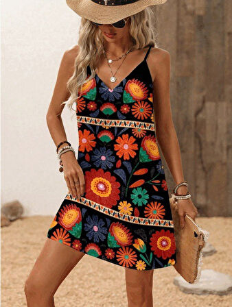 Kadın Ip Askılı V Yakalı Süprem Elbise