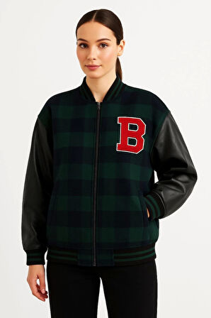 Kolları Suni Deri Içi Astarlı Oduncu Kolej Içi Ceket - Haki