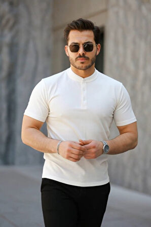 Erkek Kısa Kollu Hakim Yaka önü Düğmeli Viskon Bluz