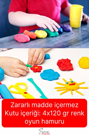 Eğitici Yaratıcı 4x120 gr Play Dough Zararsız Çocuklar İçin Güvenli Eğlenceli Oyun Hamuru Seti