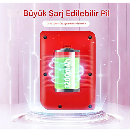 Retro Gameboy Oyun Konsolu Mini Atari 2 Oyunculu  Çocuklar, Yetişkinler için Hediye KIRMIZI