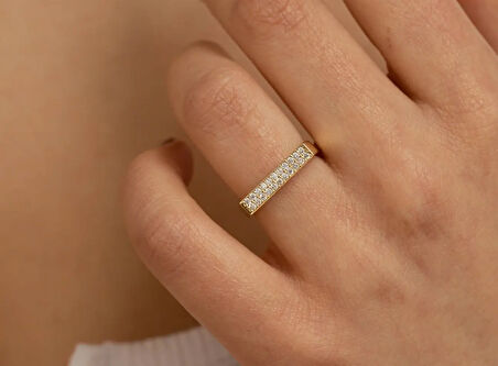 Altın Sade Taşlı Yüzük