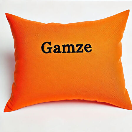 Demor Home Kişiye Özel Nakışlı Soft Series Portakal Rengi Kırlent, Yastık Kılıfı