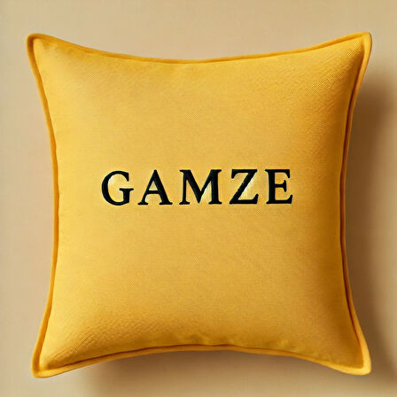 Favolli Kişiye Özel Nakışlı Home Daily Series Güneş Sarısı Rengi Kırlent Yastık Kılıfı