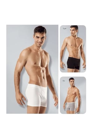 6`lı Erkek Penye Düğmeli Boxer - Füme - L-3