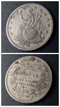 1872 Amerikan Ticaret Doları Eski Yabancı Madeni Para