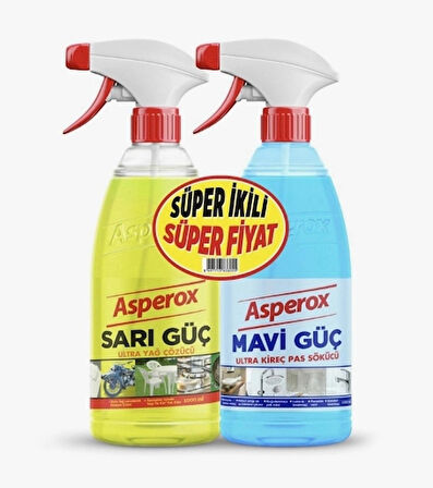 ASPEROX Sarı Güç 1 Litre Asperox Mavi Güç 1 Litre Süper İkili