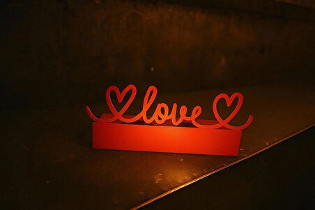 Love Yazılı Metal Kesim Mumluk