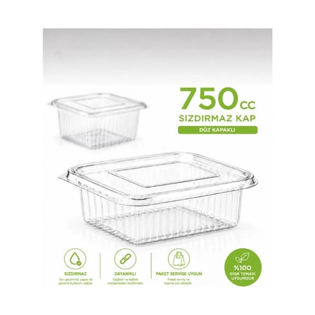 Plastik Kapaklı Kase 750 cc 25 Adet