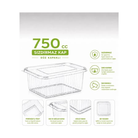 Plastik Kapaklı Kase 750 cc 25 Adet