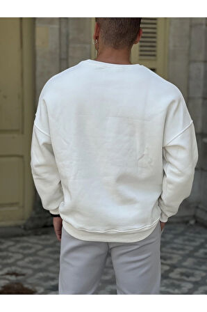Oversize Les Baskılı 3 Iplik %100 Pamuk Sweatshirt