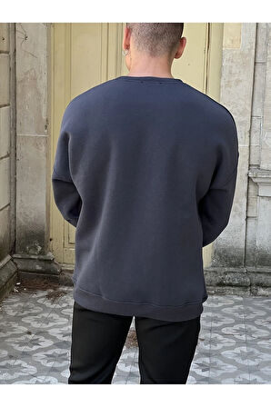 Oversize Les Baskılı 3 Iplik %100 Pamuk Sweatshirt