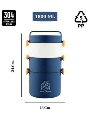 1800 Ml Üçkatlı Paslanmaz Çelik Sefer Tası