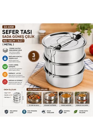 3LÜ Çelik Metal Sefer Tası Taşıma Kulp