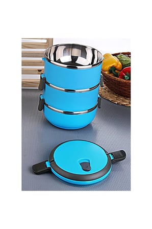 Güntaç 3 Katlı Sızdırmaz Yemek Termosu 2.25 Lt Mavi