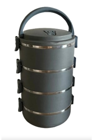4 Katlı Füme Sefer Tası Sızdırmaz Yemek Termosu 2.4 Litre