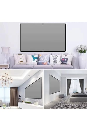 100" 16:9 ALR Gri Projeksiyon Perdesi, Taşınabilir, Duvar Askı Aparatlı