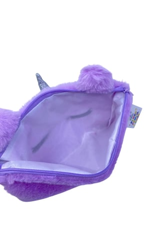 Mor Unicorn Peluş Kalem Çantası, Şık ve Sevimli Tasarım
