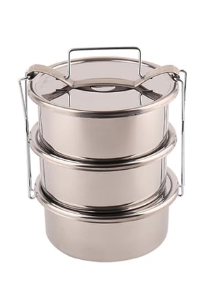 3 Katlı Sızdırmaz Gri Yemek Termosu