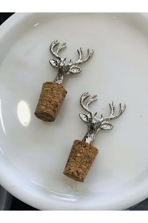 2 Adet Mantarlı Gümüş Geyikli Şişe Tıpası