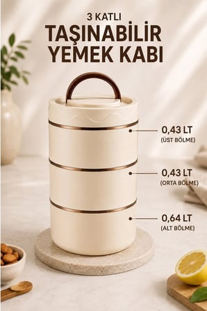 3 Katlı Beslenme Kabı Sızdırmaz Kapaklı Yemek Saklama Kabı