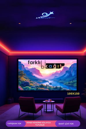 Projeksiyon Perdesi 100x150, Statik Kağıt Yapıştırıcı Gerektirmez