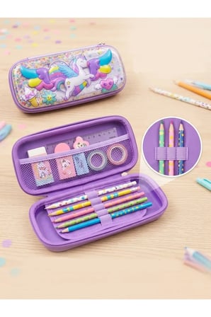 Mor Unicorn Kalem Kutusu, Şık ve Dayanıklı Tasarım, Çocuklar ve Öğrenciler İçin