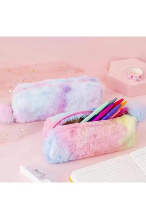 Pastel Renkli Gökkuşağı Kalemlik ve Makyaj Çantası, Şık ve Kullanışlı