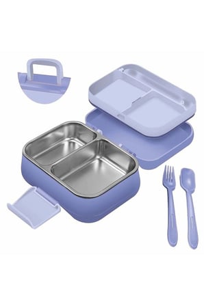 Çelik sefer tası 1030ml 2 bölmeli kulplu