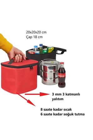 Yalıtımlı Yemek Taşıma Çantası Soğuk Sıcak Tutucu Sefer Tası