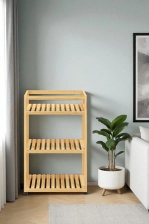 Bambu 3 Raflı Tekerlekli Sunum Servis Arabası Mutfak Rafı Sehpa Banyo Rafı