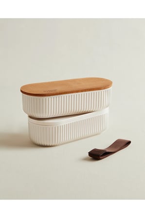 500ml Ahşap Kapaklı Lunch Box 2'li