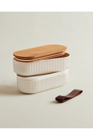 500ml Ahşap Kapaklı Lunch Box 2'li