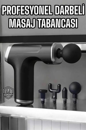 Şarjlı 4 Başlıklı Masaj Tabancası Kas ve Vücut Rahatlatıcı