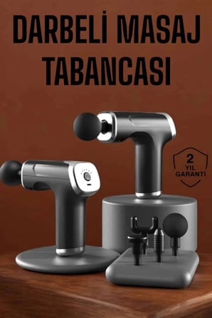 Eldivenli 4 Başlıklı Kablosuz Darbeli Masaj Aleti Tabancası