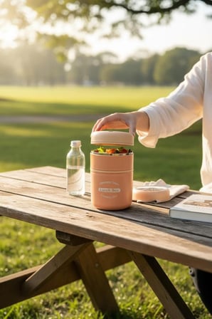 Tohana kulplu 2 katlı pembe çelik sefer tası 710 ml
