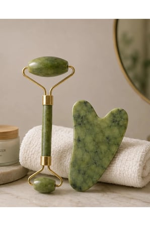 Yüz Bakım Masaj Seti, Jade Roller ve Gua Sha Taşı, Doğal Güzellik
