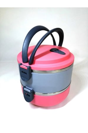 2 Katlı Sefer Tası Yemek Termosu (pembe Gri)