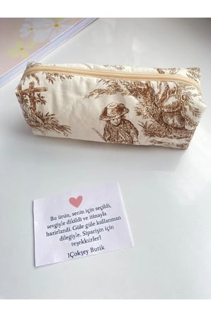 Vintage desenli yumuşak dokulu kalem kutusu, astarlı, şık ve kullanışlı