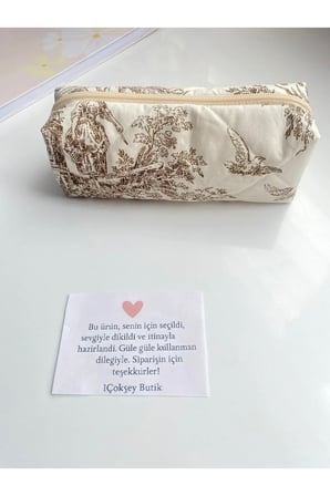 Vintage desenli yumuşak dokulu kalem kutusu, astarlı, şık ve kullanışlı