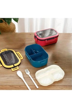 1200 ml Beslenme Kutusu Yemek Saklama Kabı Çatal Kaşık