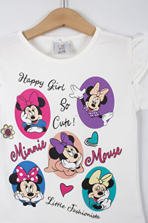 Minnie Mouse Kalp Baskılı Kız Çocuk Taytlı Alt Üst Takım