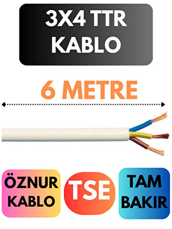 Öznur 3X4 TTR Kablo Metre Seçenekli (Beyaz)