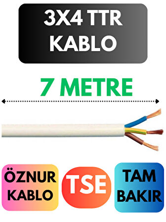 Öznur 3X4 TTR Kablo Metre Seçenekli (Beyaz)