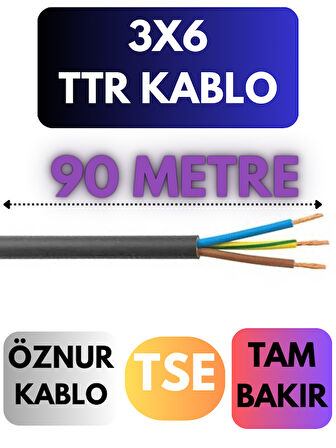 Öznur 3X6 TTR Kablo Metre Seçenekli (Siyah)
