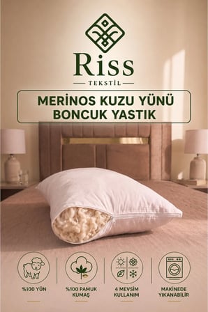 Merinos Kuzu Yünü Dolgulu Boncuk Yastık 50x70cm 1000gr
