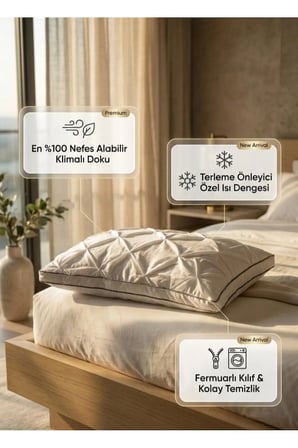 Klimalı Çift Taraflı Fermuarlı Kapitone Yastık 50x70 cm