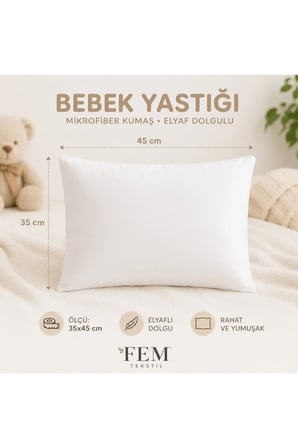 Mikrofiber Kumaşlı Bebek ve Çocuk Yastık 35x45 cm 1 Adet