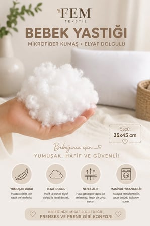 Mikrofiber Kumaşlı Bebek ve Çocuk Yastık 35x45 cm 1 Adet