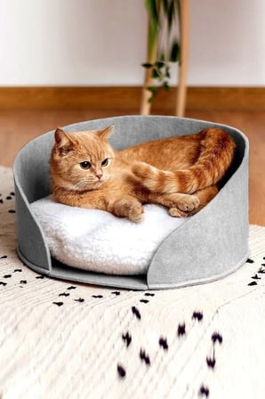 Yumuşak Peluş Kedi Yatağı, Konforlu ve Şık Evcil Hayvan Evi